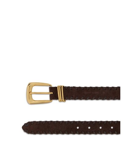 Veronica Beard White Contrast Trim Leather Belt