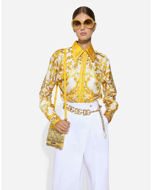 Dolce & Gabbana Metallic Majolica Printed Twill Shirt