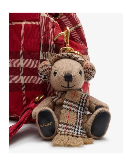 Burberry White Checked Bear Keyring
