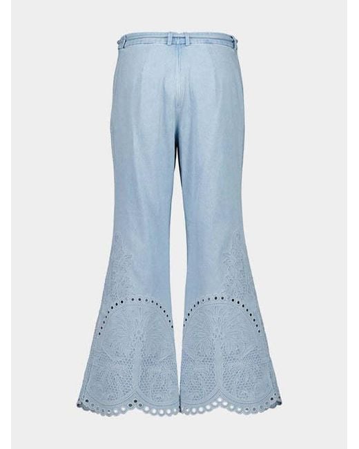 Zimmermann Blue Ice Storm Daylight Cropped Flared Trousers