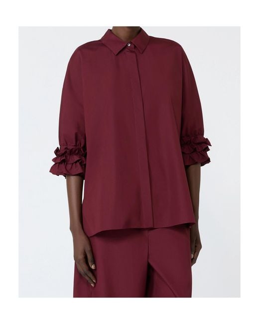 Max Mara Red Cotton Poplin Shirt