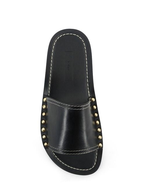 Totême  Black Totême Studded Embellished Open Toe Slides
