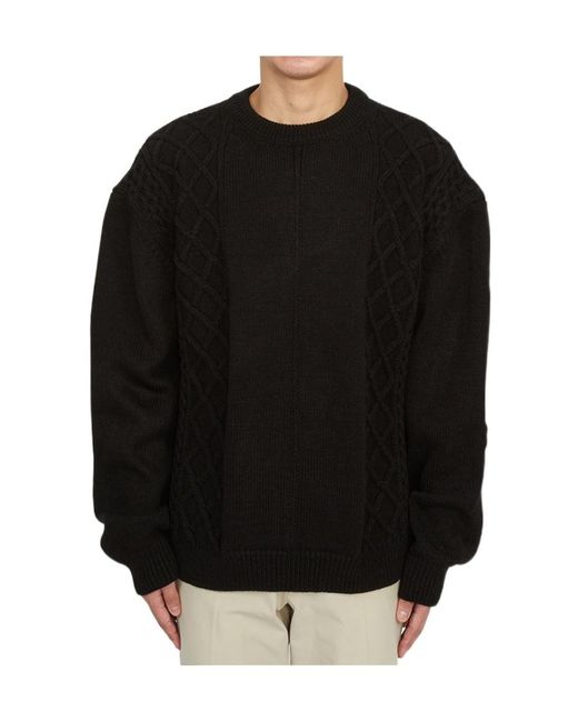 FAMILY FIRST Black Round-Neck And Long-Sleeved Sweater for men