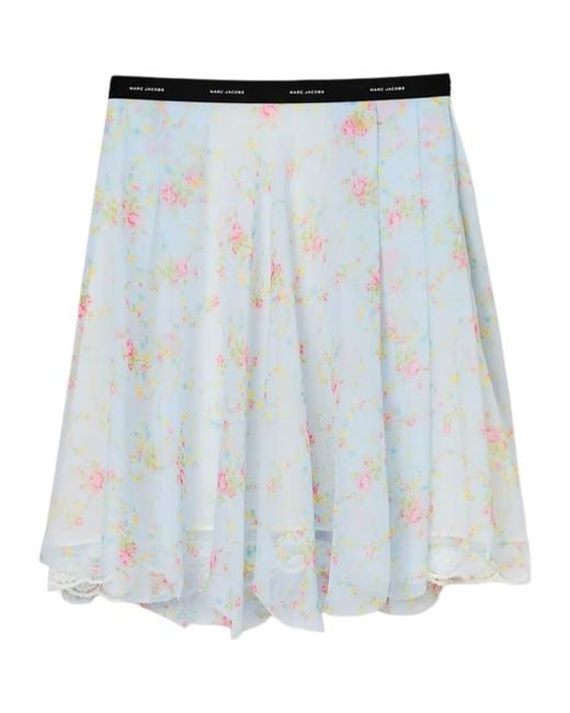 Marc Jacobs Blue Blurred Floral Chiffon Skirt