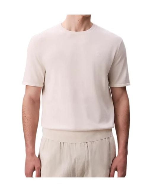 Calvin Klein White Fine Knit Short-Sleeve T-Shirt for men