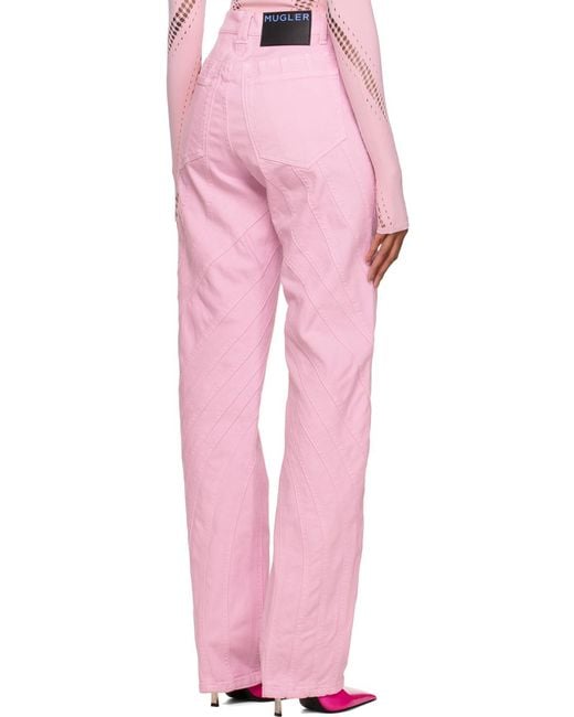 Mugler Pink Belt-Loop Jeans