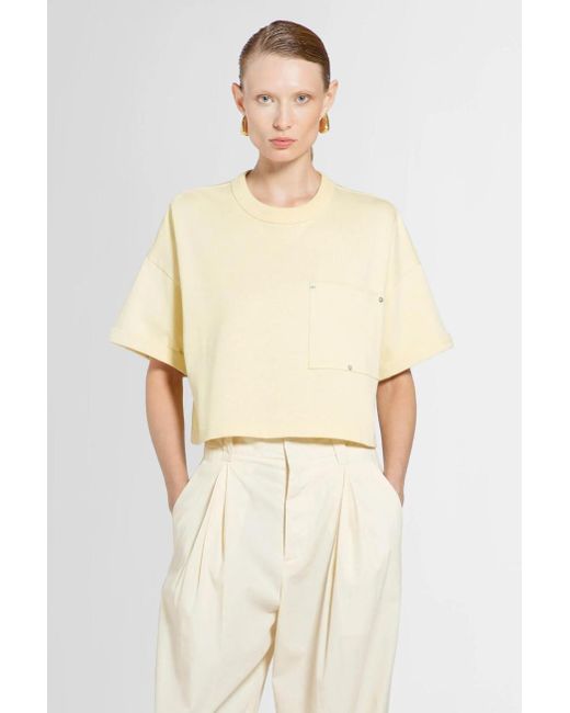 Bottega Veneta Natural Cropped Crewneck T-Shirt