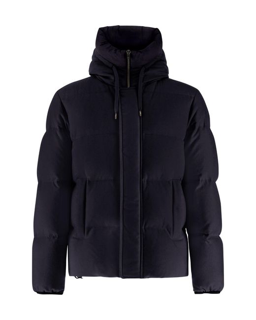 Herno Blue High-Neck Drawstring Bomber Jacket for men