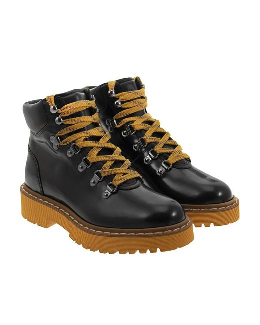 Hogan Black Lace-Up Hiking Boots