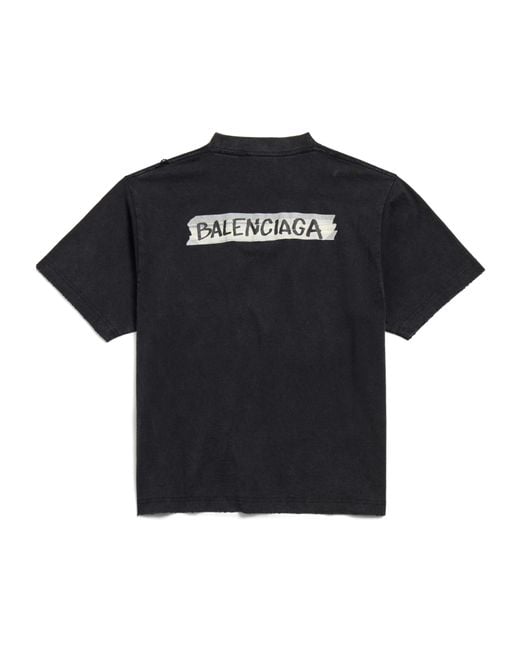 Balenciaga Black Cotton Masking Tape T-Shirt