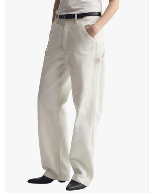 Nili Lotan White Straight-Leg Loose-Fitting Jeans