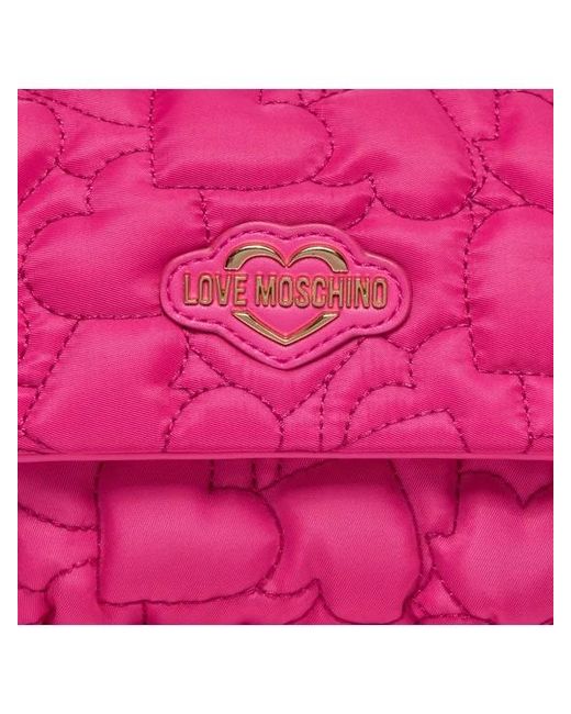 Moschino Pink Love Puffy Heart Chain-Link Shoulder Bag