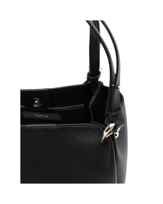 Furla Black Nuvola Logo-Plaque Tote Bag