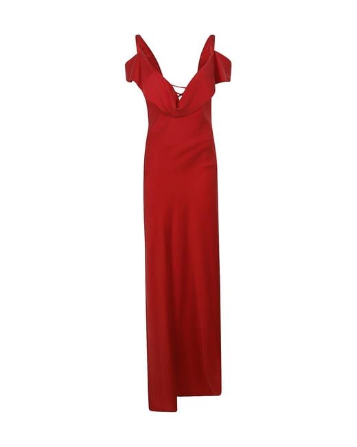 Maria Lucia Hohan Red Tamara Lace-Up Maxi Dress