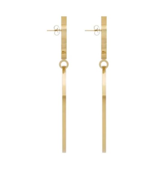 Saint Laurent Metallic Cassandre Pendant Hoop Earrings