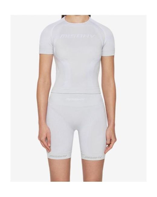 M I S B H V White Fitted Sport T-Shirt