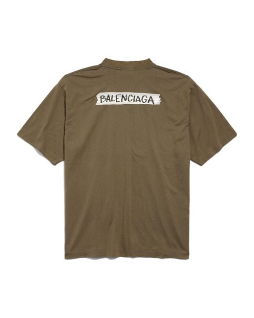 Balenciaga Green Masking Tape Medium Fit T-Shirt for men