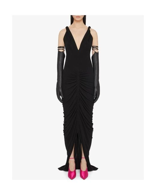 Givenchy Black Twisted Straps Ruched Dress