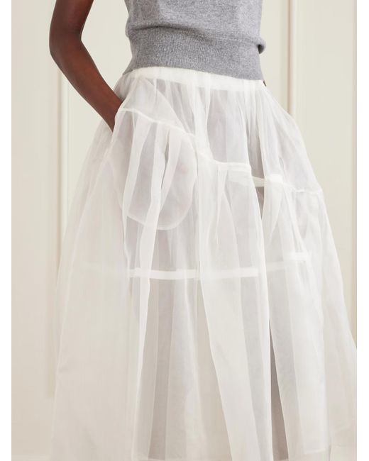 Simone Rocha White Layered Pleated Midi Skirt