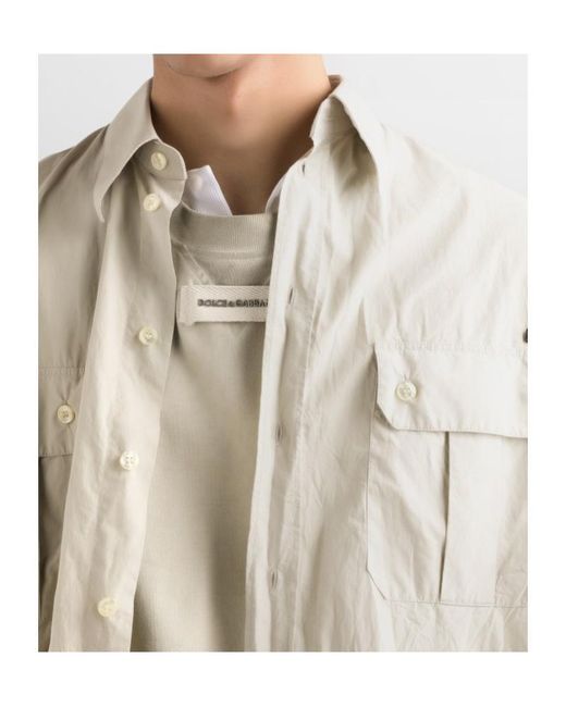 Dolce & Gabbana White Long-Sleeved Poplin Shirt for men