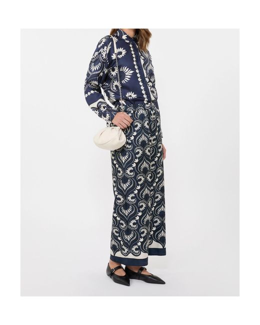 Weekend by Maxmara Blue Silk Patchwork Printed Shirt