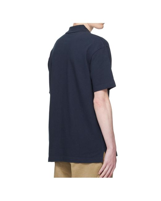 Maison Kitsuné Blue Embroidered Logo Polo Shirt for men