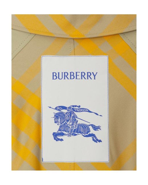 Burberry Yellow Checked Belted-Waist Reversible Trench Coat