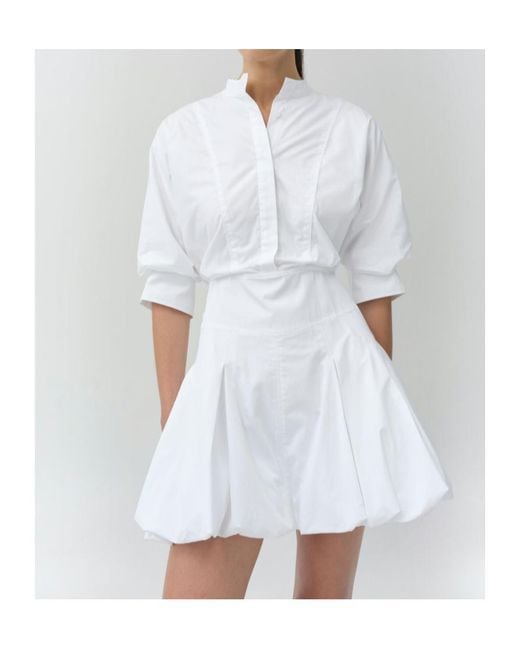 Jonathan Simkhai White Effie Cotton Bubble Mini Dress