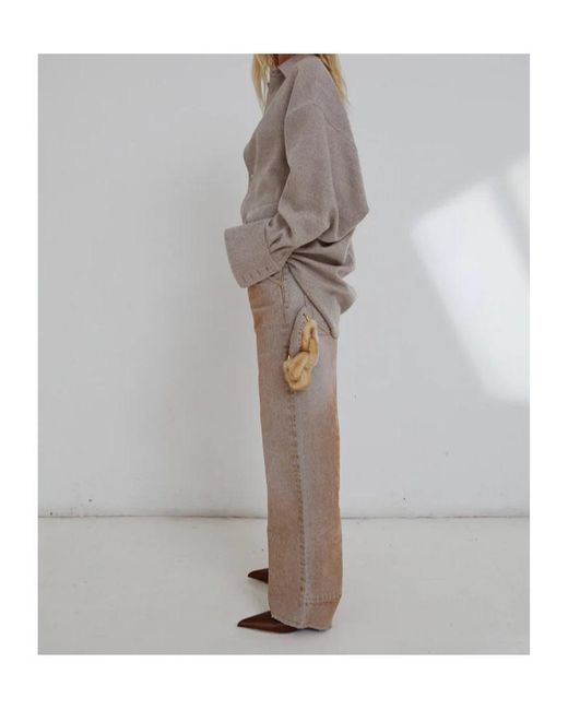 DARKPARK Natural Lisa Chain Adorned Loose Fit Carpenter Flock Jeans