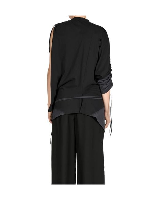 Y-3 Black Cut-Out Detailed Drape T-Shirt
