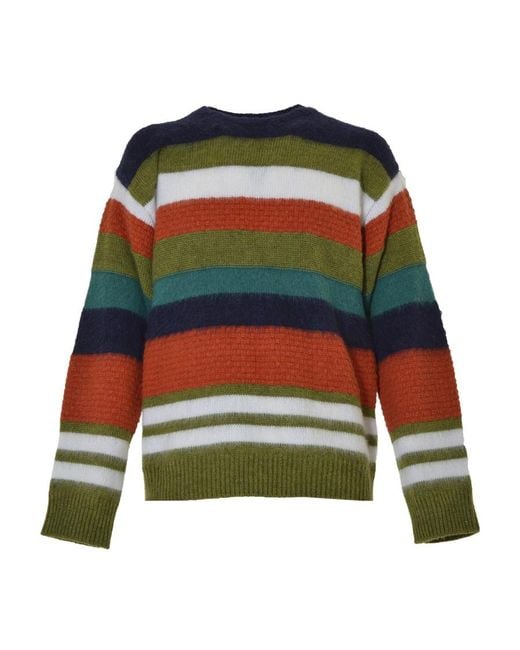 DSquared² Green Striped Crew-Neck Jumper for men