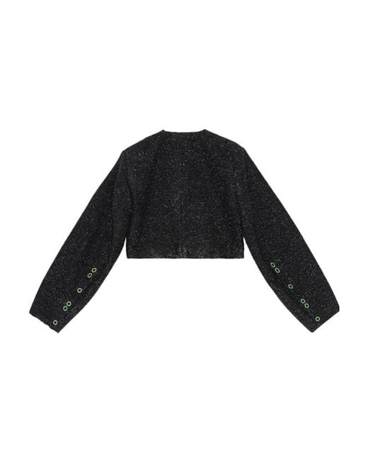 Ganni Black Button-Up Cropped Jacket