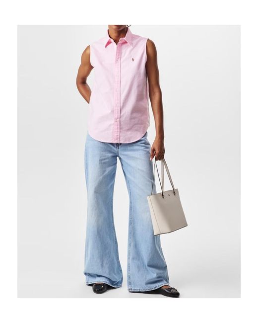 Polo Ralph Lauren Blue Wide-Leg Faded Denim Trousers