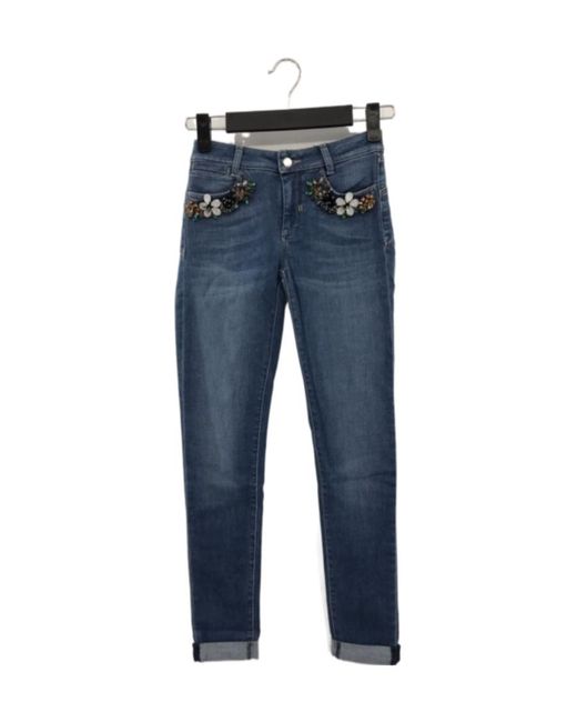 Sportmax Blue Logo Details Jeans
