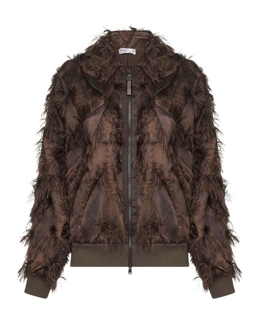 Brunello Cucinelli Brown Monili Embroidered Zipped Jacket