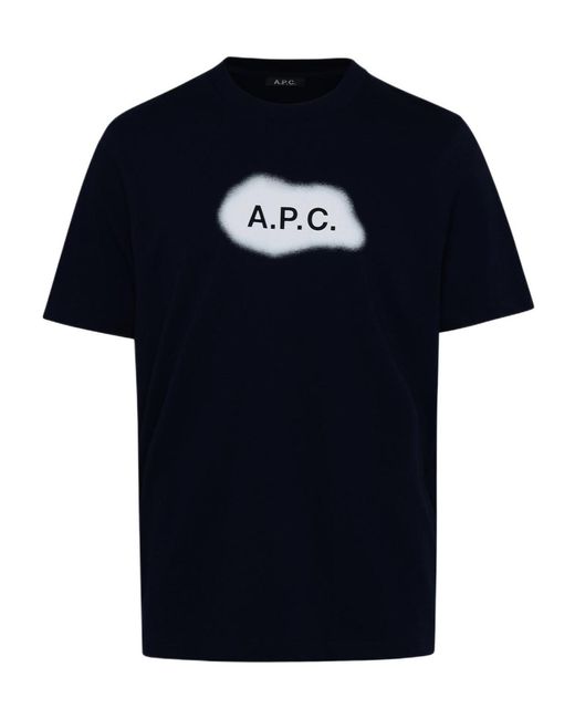 A.P.C. Blue Logo-Printed Crewneck T-Shirt for men