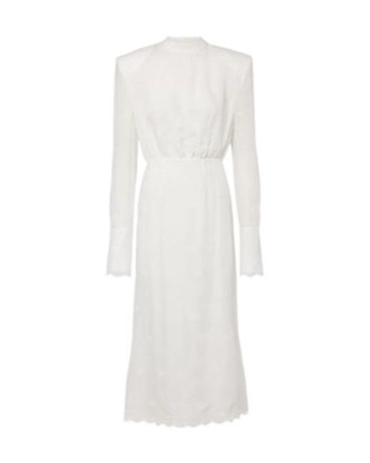 Magda Butrym White Embroidered Silk, Wool And Cotton-Blend Midi Dress