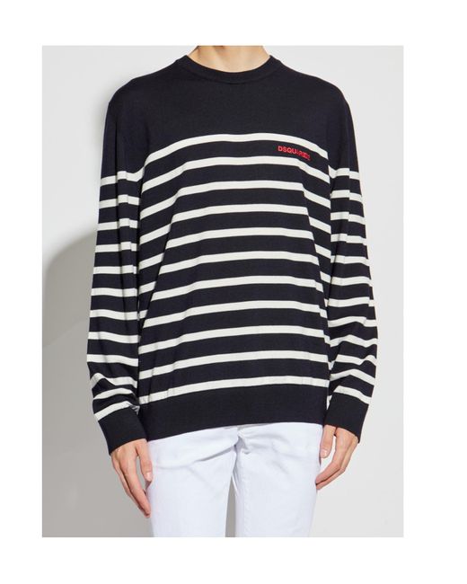 DSquared² Blue Round-Neck Knitwear for men