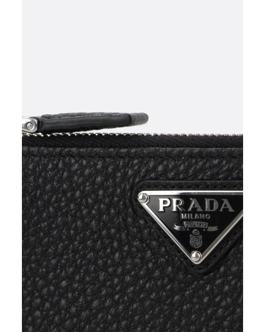 Prada Brown Logo Plaque Zipped Wallet for men