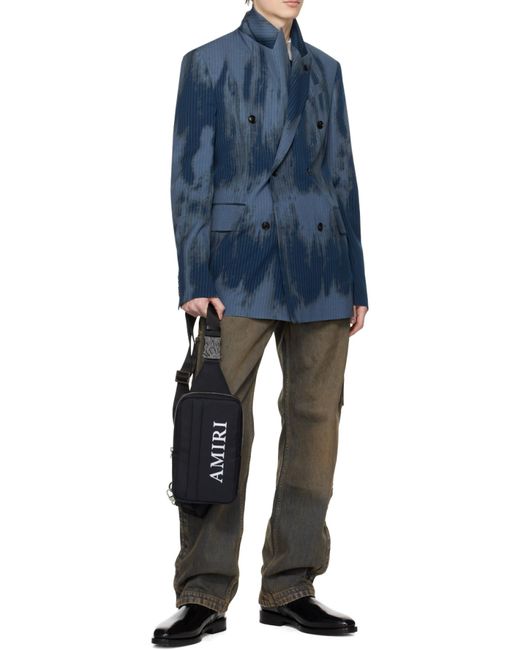 Amiri Blue Faded Doubled-Breasted Blazer for men