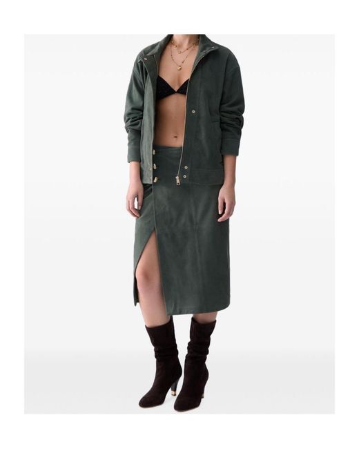 Liu Jo Green Long Suede Jacket