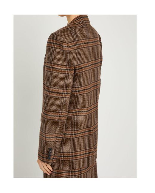 Saint Laurent Brown Houndstooth Wool Blazer