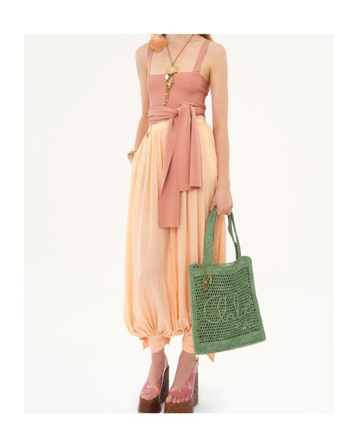 Chloé Green Chloé Summer Banana Logo Detailed Tote Bag