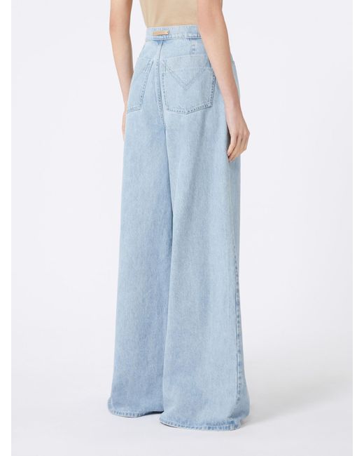 Max Mara Blue Affari Logo Patch Wide Leg Jeans