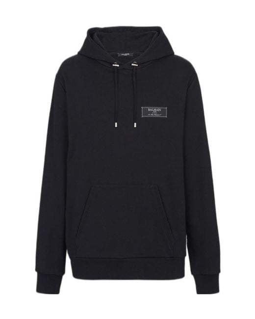 Balmain Blue Iconic Cotton Hoodie for men