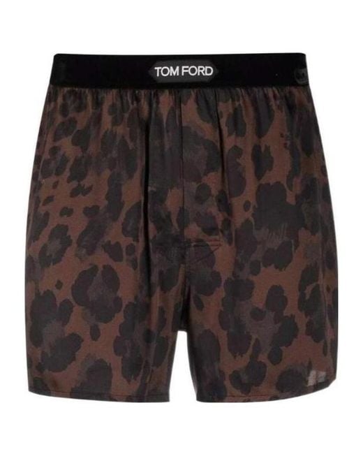 Tom Ford Black Leopard Printed Boxer Shorts for men