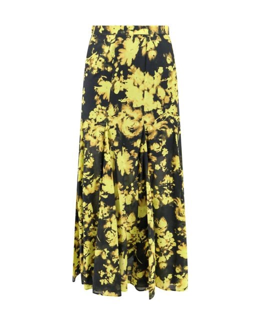 Erika Cavallini Semi Couture Yellow Floral-Pattern Maxi Skirt
