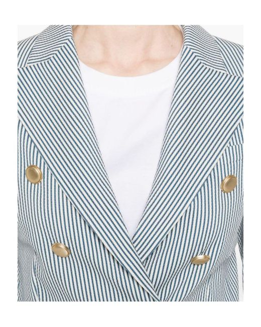 Circolo 1901 Blue Striped Double-Breasted Blazer