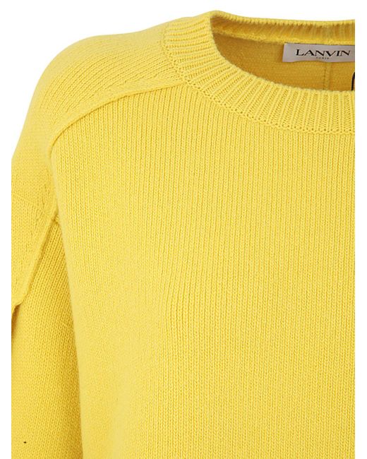 Lanvin Yellow Round-Collar And Long-Sleeved Sweater
