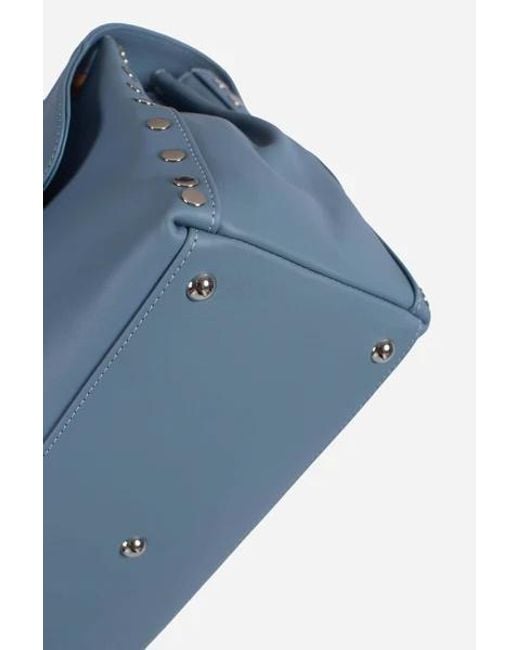 Zanellato Blue Twist Hook Postina Saeta Small Tote Bag